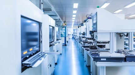 Obraz premium High-tech manufacturing facility showcasing advanced machinery and equipment in a modern production line environment
