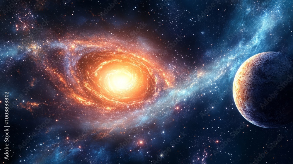 Wall mural ultra-realistic science, technology, and astronomy concept: a vibrant representation of cosmic explo