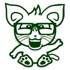 Cat Design Nerd Horn-rimmed Glasses Geek Smart Intelligent Funny Cool Tie Suit Cartoon Cute Cats Lovers Cartoon Comic Fun Love Sweet Kittens Adorable Feline Playful Kitties Fur Baby Paw Pet Owners