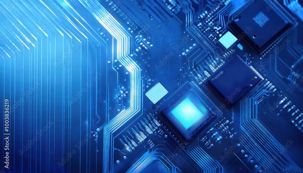 Poster modern technology circuit board texture background design. quantum computer technologies