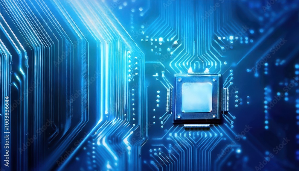 Poster modern technology circuit board texture background design. quantum computer technologies