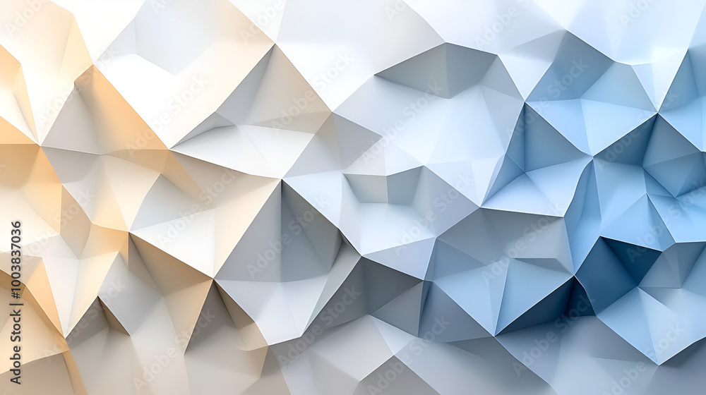 Aufkleber geometric shapes create an abstract textured background in soft blue and white tones with a three-di