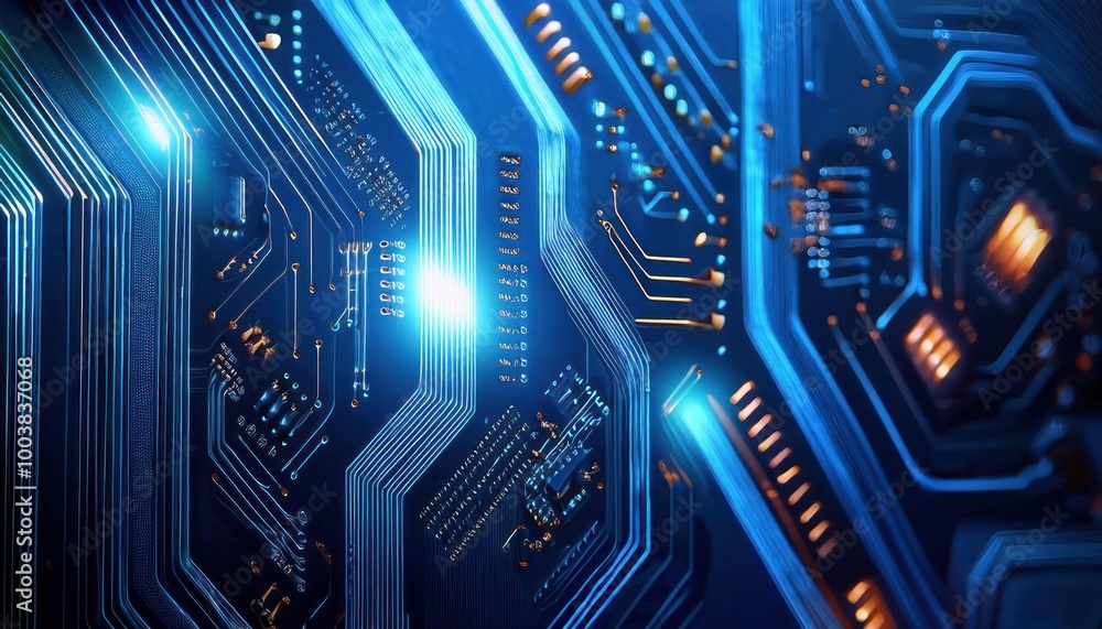 Poster modern technology circuit board texture background design. quantum computer technologies