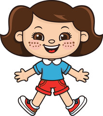 A cute girl's cartoon Illustration vector .