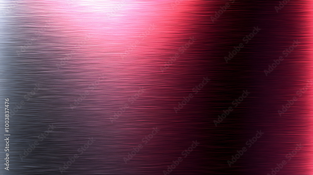 Poster shimmering metallic surface reflecting red and silver tones in an artistic display of color and text