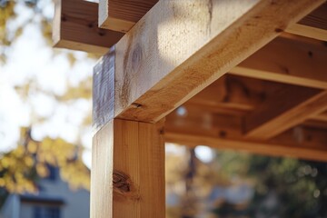 Obraz premium Close-up of a wooden beam joined to a post.
