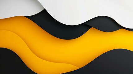 Abstract Yellow, Black, and White Wavy Pattern with Dynamic Contrast Background