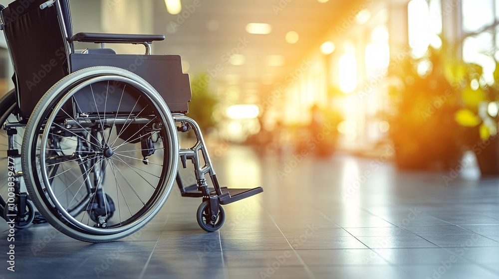 Aufkleber Professional working environment with a team of colleagues including a person in a wheelchair discussing a project around a table showing inclusivity and equal participation Large space for text in