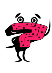 Funny big isolated number seven crimson color