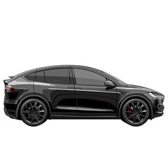 Fototapeta premium Black SUV Car Side View Modern Automotive Design Transportation Luxury Vehicle (Transparent Background)