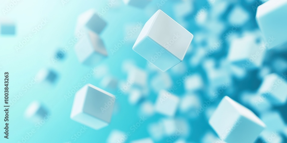 Poster floating 3d cubes in a clean environment