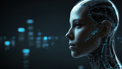 Futuristic digital profile of a human.