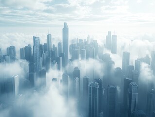 Obraz premium Futuristic Cityscape in 3D with Open Sky