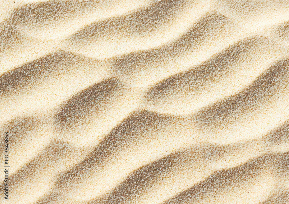 Poster Aerial view of wind creating wavy pattern on sand dune background