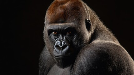 Obraz premium Gorilla Portrait in Studio with Black Background