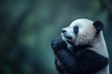 Obraz premium Peaceful Panda with Closed Eyes and Paws Together