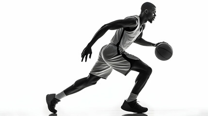 Basketball Player Dribbling with Passion and Determination