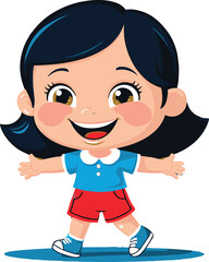 A cute girl's cartoon Illustration vector .
