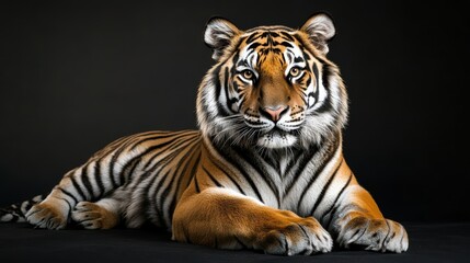 Obraz premium Majestic Tiger Pose in Studio with Black Background