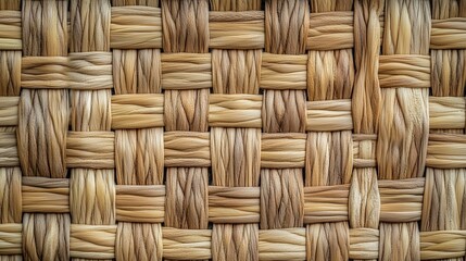 Obraz premium A woven pattern of brown and tan wood. The pattern is made up of many small pieces of wood, and the overall effect is warm and inviting