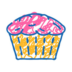 muffin bakery dessert doodle icon sketch vector. muffin bakery dessert sign. isolated symbol illustration