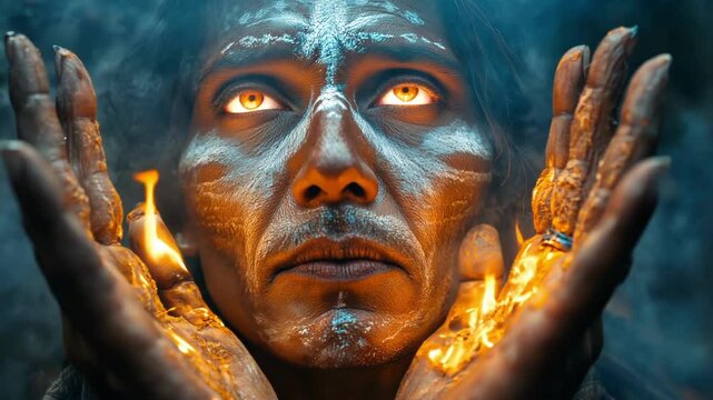 fire ritual indian close up cinematic video