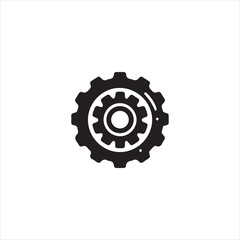 Symbolic black and white isolated vector illustration of gear sign on white background.