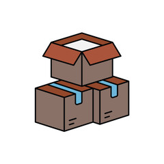 package box color line icon with white background vector stock illustration