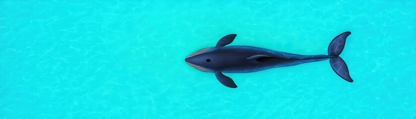 Fototapeta premium Playful baby whale in flat design, top view, bay theme, water color, Complementary Color Scheme