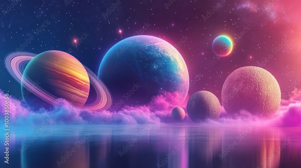 Wall mural ultra-realistic science and technology concept in astronomy: a vibrant exploration of cosmic phenome
