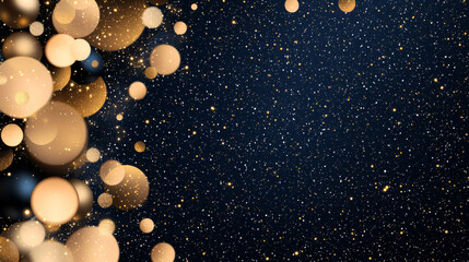 Naklejka premium Golden bokeh effect with shimmering stars on a dark background for festive occasions
