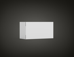 Empty White Rectangular Cardboard Box Mock Up Design Isolated On Black Background 3D Illustration