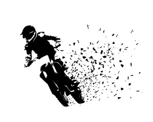 Motocross race, abstract isolated vector silhouette