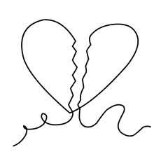 Continuous Line Broken Heart 
