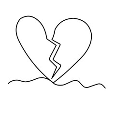 Continuous Line Broken Heart 