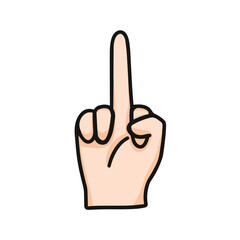 vector illustration of hand showing middle finger, impolite finger, negative finger, isolated on white background