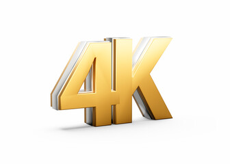 Golden 4K Text With Metallic Gleam Emphasizing Its Milestone Or Resolution Symbolism 3D Illustration