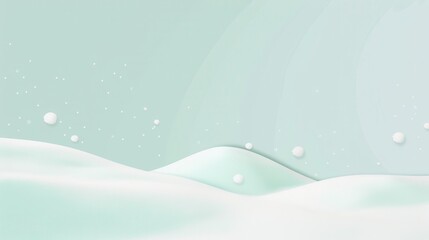 Minimalist design, pale green background, tiny snow-covered hill, clean copy space. 