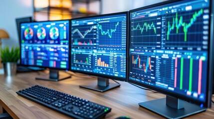 High Fidelity Gigapixel Stock Photo of Trading Screens