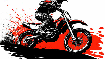 Dirt Bike Rider Speeds Through a Track with Splattering Mud