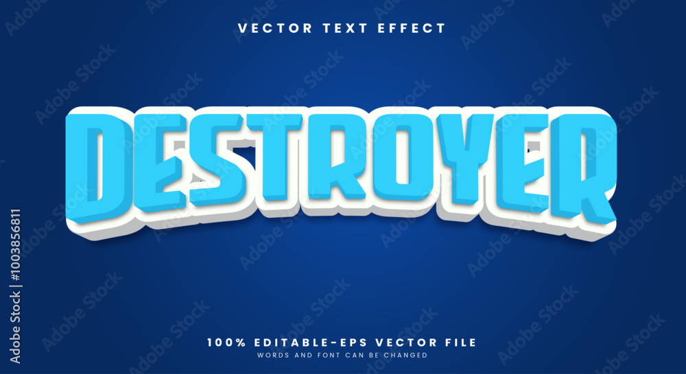 Poster destroyer 3d editable text effect template with dark background
