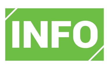 INFO text written on green stamp sign.