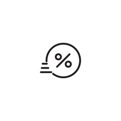 Fast coin with percentage sign line icon. Express loan, percent, cash. Loan concept. Can be used for topics like banking, finance, service. Editable icon.