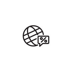 Global discount icon. sale world icon. Editable icon.