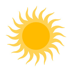 Sun yellow icon isolated on transparent background. Sun logo in simple style. Groovy retro abstract sun Vector illustration. 