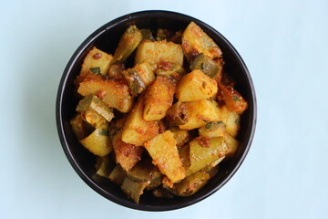 Parwal aloo subji, Pointed gourd and potato dry fry, Indian food