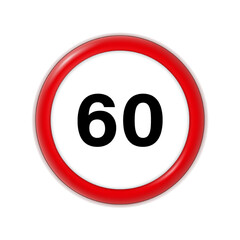 Speed Limit 60 Sign. Regulatory signs vector. Traffic symbol on white background.