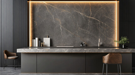 Mock-up frame on a Scandinavian-inspired desk in a bright home office, 3D render.