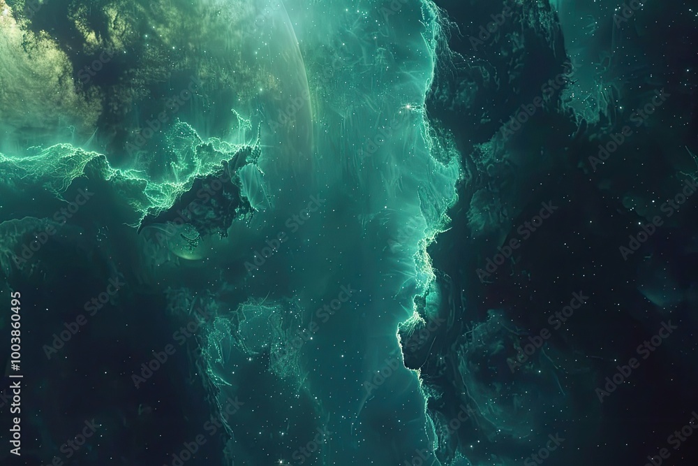 Poster a mesmerizing cosmic background featuring vibrant colors and intricate patterns, perfect for space-t