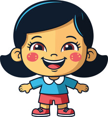 A cute girl's cartoon Illustration vector .